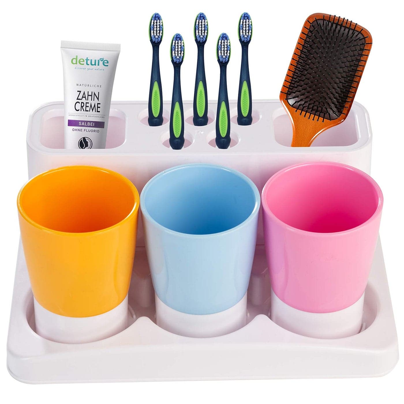 Aebeky Toothbrush Holder Kids Family Set for Bathroom Storage Organizer OrangeBluePink