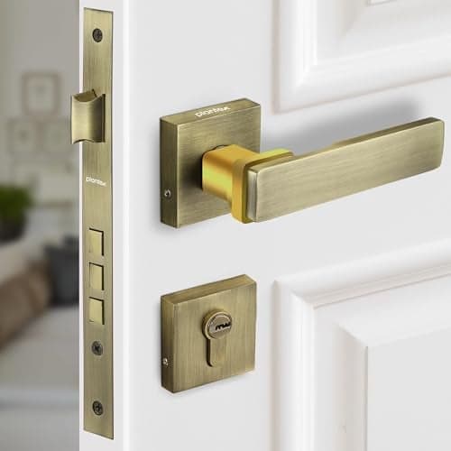 Plantex Premium Main Door Lock - Mortise Lock Set(7116 - PVD Gold & Brass Antique) with 3 Years Warranty