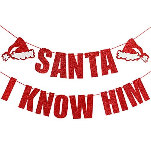 Red Santa I Know Him Banner Buddy The Elf Christmas Banner Decorations Buddy The Elf Banner for Buddy The Elf Movie Christmas Party Decorations