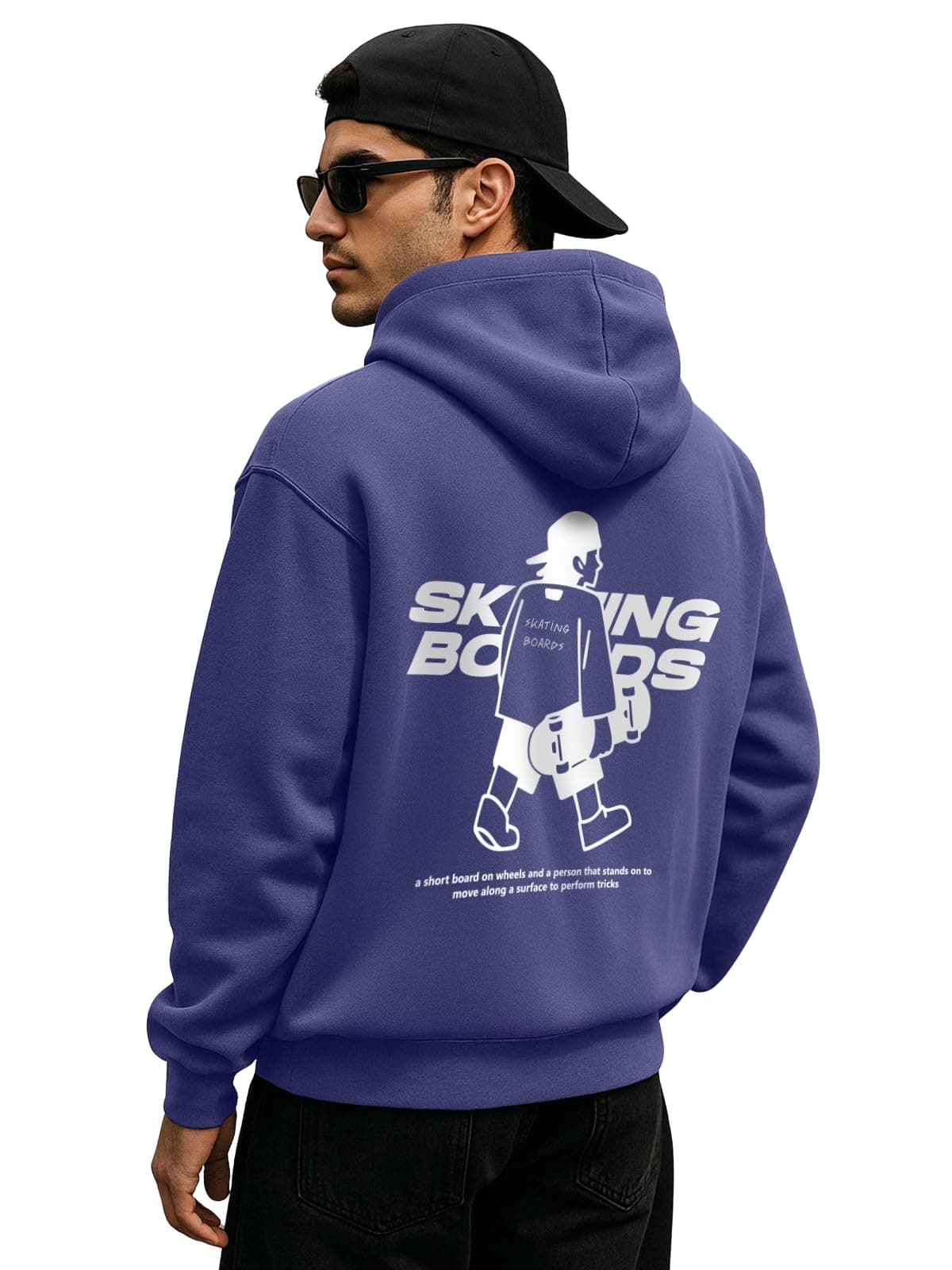 Veirdo® Polycotton Spun Oversized Fit Drop Shoulder Hooded Sweatshirt Full Sleeves Back Graphic Printed Jumper Hoodie for Men (OS_HD_VD_SKTC_FD_XL)