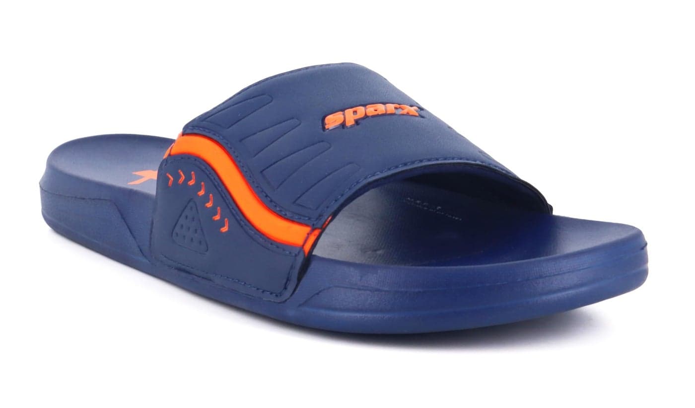 Sparx Men SFG-142 Navy Blue Neon Orange Slides (SF0142GNBNO0010)