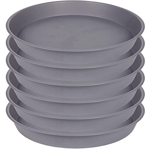 Bleuhome 6 Pack Planter Saucer Tray Gray, 4 6 8 10 12 13 15 17 19 inch Pot Saucers, Heavy Duty Plastic Plant Saucers for Indoors, Plant Drip Tray, Plant Trays for pots Planter (6 inch, Cement)