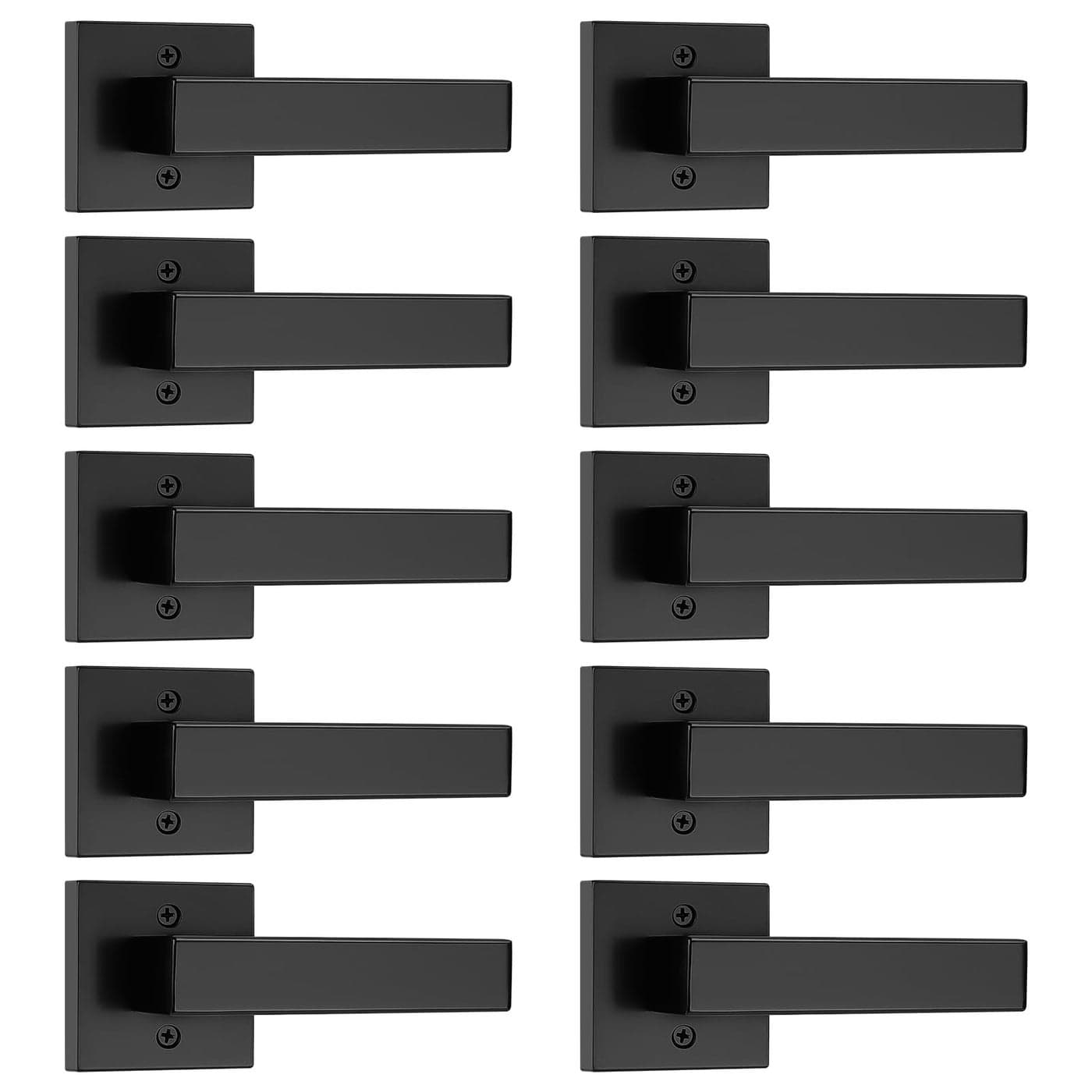 Probrico 10 Pack Dummy Door LeverSingle Sided Door Handle for Closets French DoorsInterior Square NonTurning Doorknob Set with Black FinishEasy Installation Pull Lever
