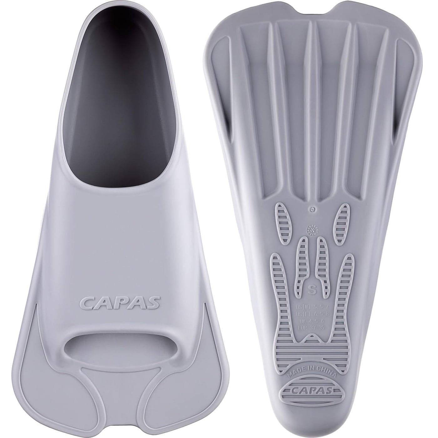 CAPAS Swim Training Fins Comfortable Silicone Lap Swimming Short Blade Floating Flippers with Mesh Bag for Adult Men Women Build Leg Strength