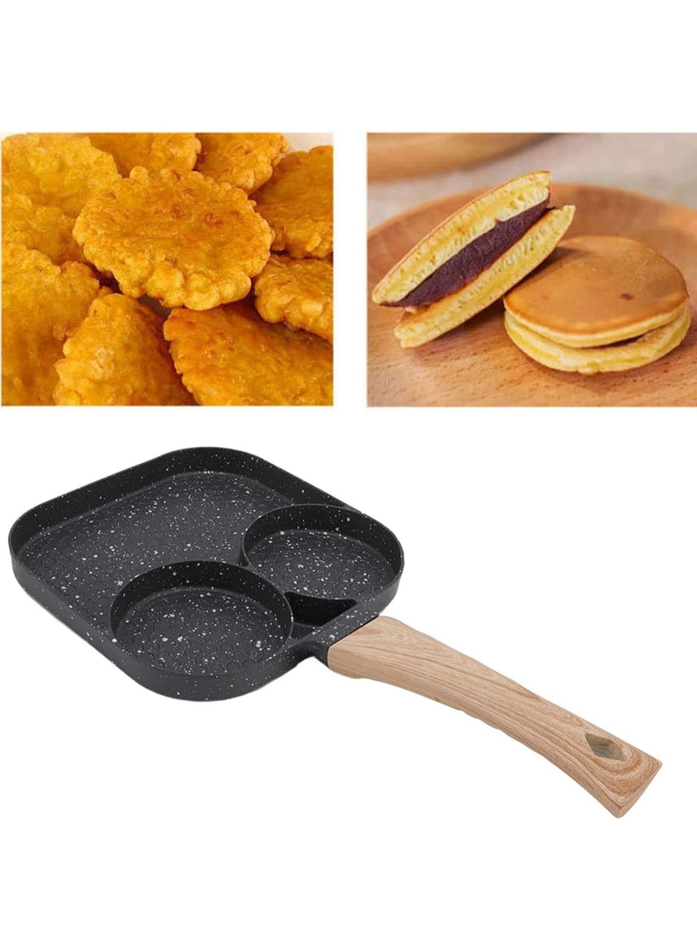 Three-hole omelette pan, non-stick medical stone coating pancake mold, egg burger frying pan, suitable for burgers and omelets