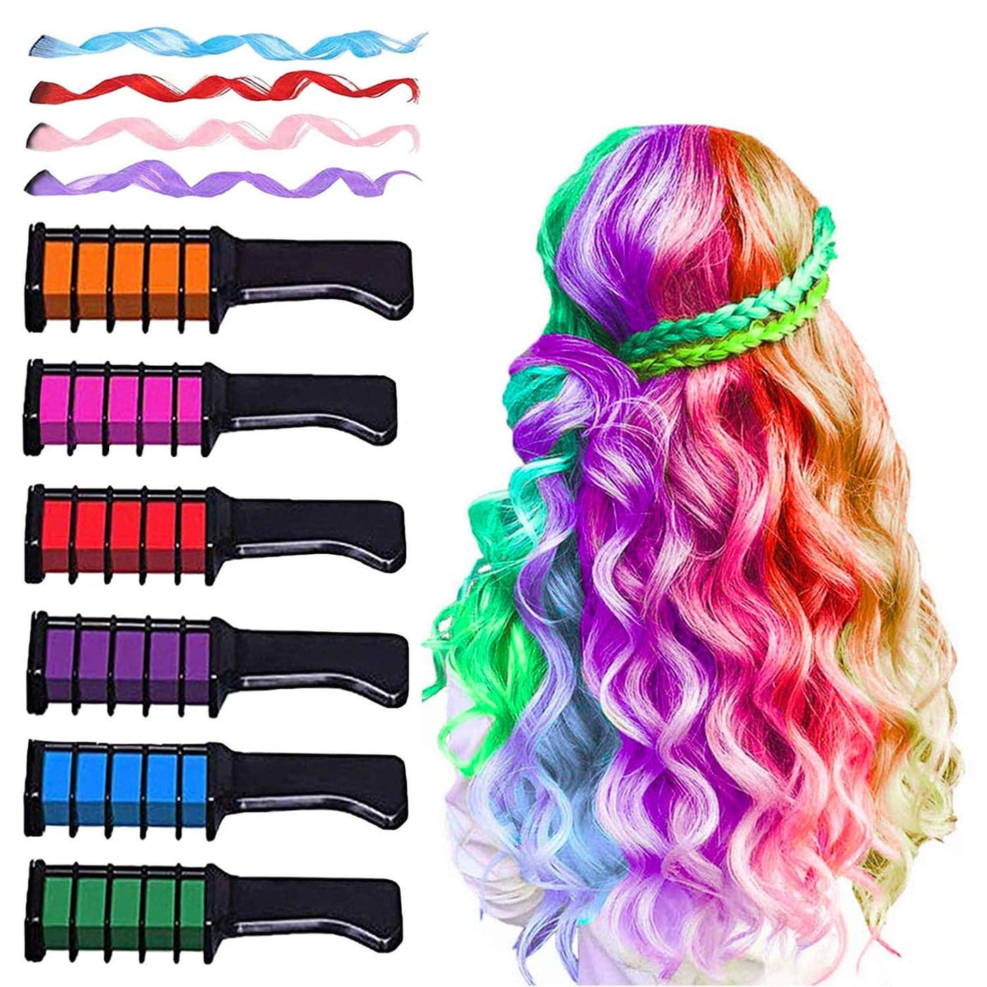 MSDADA Hair Chalk New Hair Chalk Comb Temporary Bright Washable Hair Color Dye for Girls Kids with Hair Extensions Clips Birthday Party Christmas Gifts Toys for Girls Kids Age 681012 Years Old