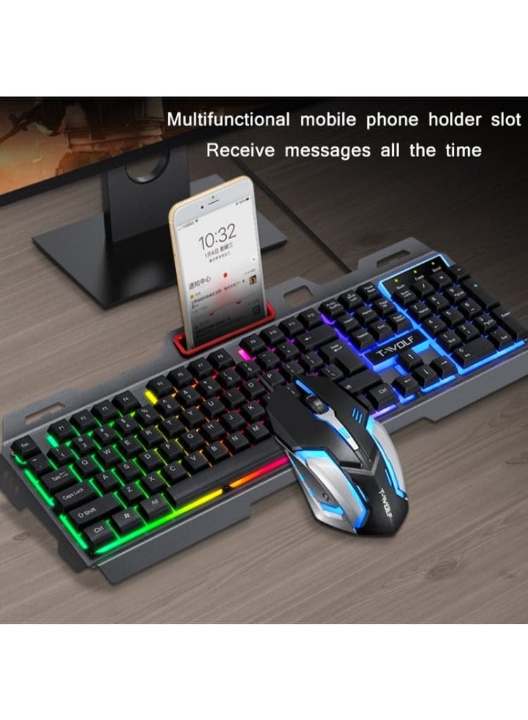 T-Wolf TF600 RGB Wired Gaming Keyboard and Mouse Combo - 104 Keys, 1200 DPI
