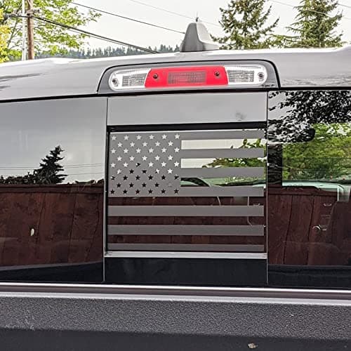 Zxiaochun Rear Middle Window American Flag Decal for Ford F150 F250 F350 2004-2011 2012 2013 2014 Back Center Sliding Window Glass USA Flag Vinyl Sticker Exterior Accessories(Matte Black)