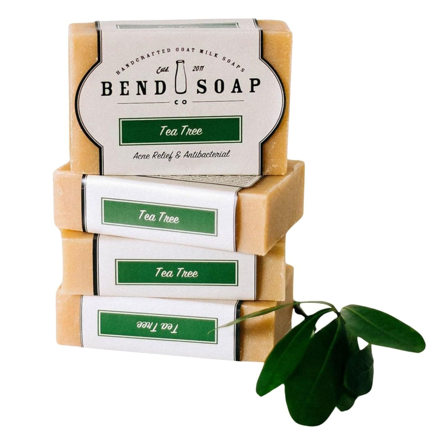 Bend Soap Company Tea Tree Goat Milk Soap All Natural Paraben and GMO Free Handmade in USA Soothe Cracked Skin Relax and Exfoliate Overall Dry Skin Relief Tea Tree 4 Pack of 45oz