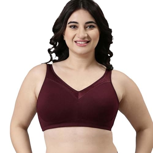 Enamor A112 Full Support Minimizer Cotton Bra For Women Non-Padded, Non-Wired & Full Coverage With Seamless Cup(A112-Grapewine-42C)