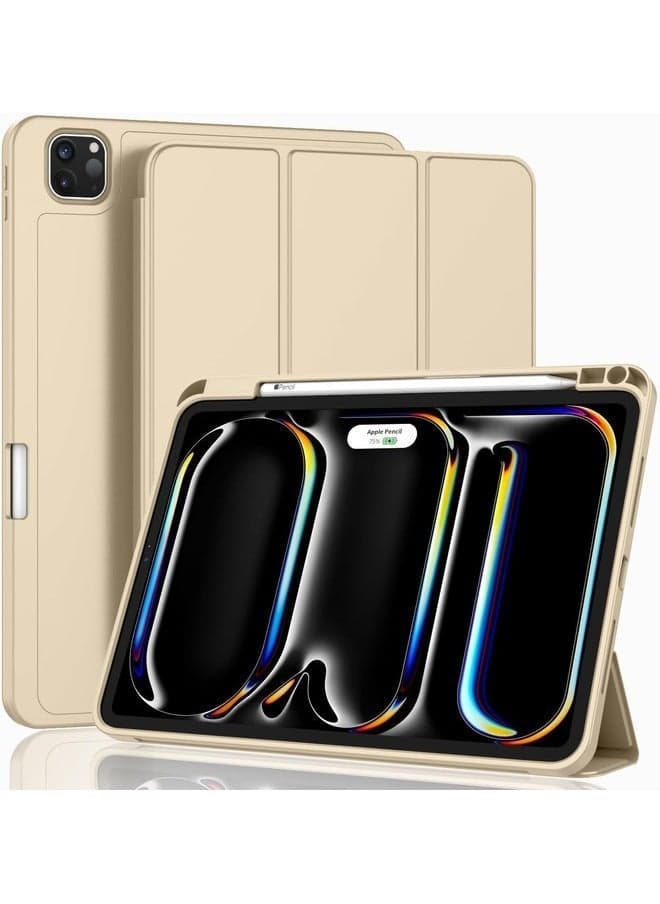 Gold 2024 iPad Pro 13" Smart Case: Pencil Holder, Touch ID Compatibility, Auto Wake/Sleep