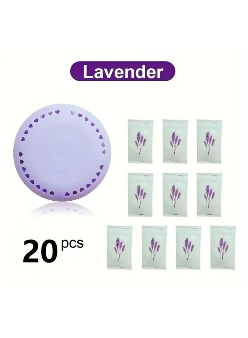 20pcs Lavender Scented Air Freshener Tablets - Long-Lasting Odor Eliminator for Home, Car, Bathroom, Closet Wardrobe - Compressed Solid Deodorizer with Extra Shell