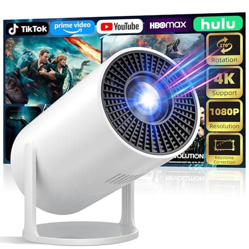 Mini Projector Portable Proyector 4K Support Full HD 1080P Small Projector with 270 Rotatable Stand Movie Projector Compatible with TV StickSmartphoneHDMIUSB for Bedroom Outdoor Camping