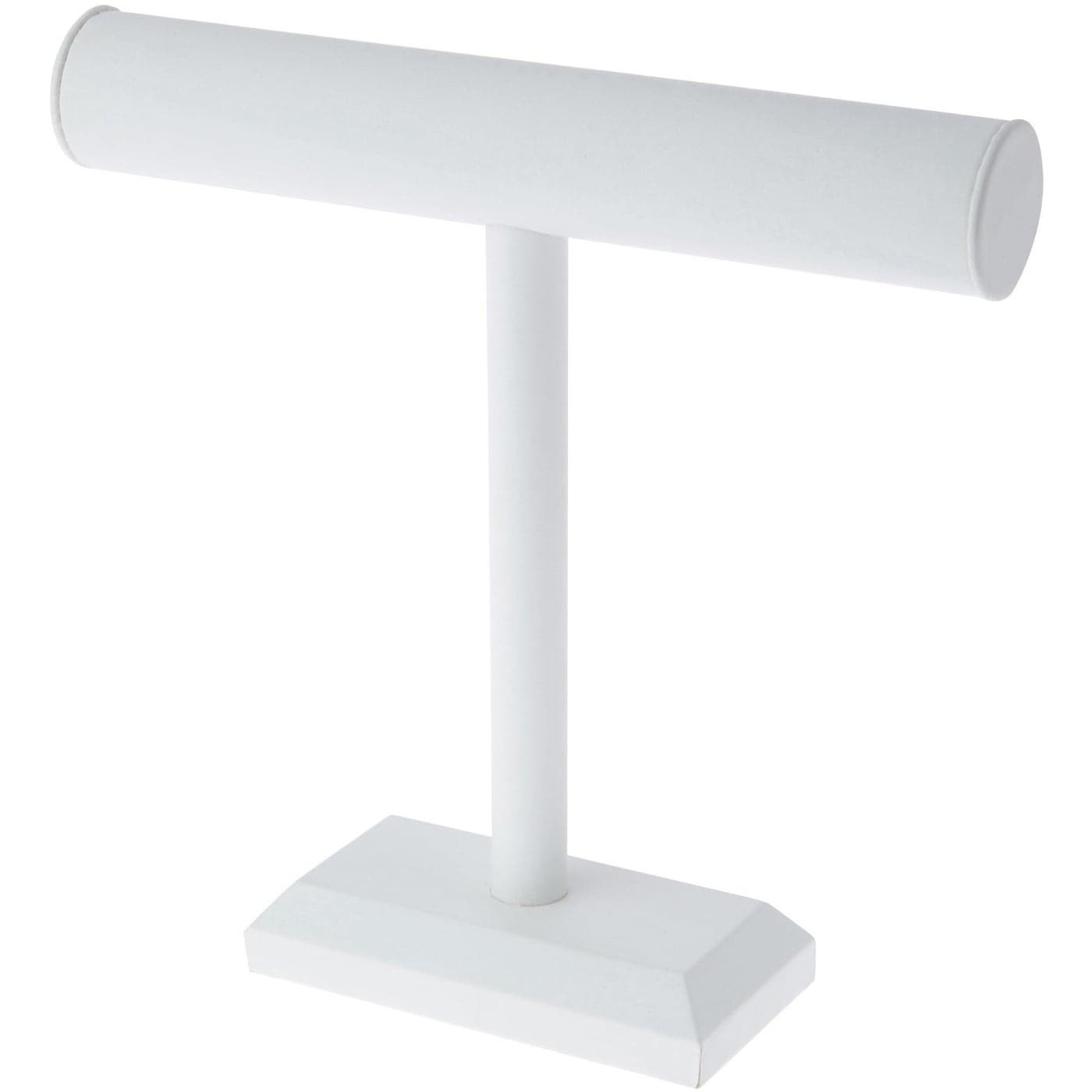 Plymor White Faux Leather TBar Necklace Display Stand 12 W x 12 H