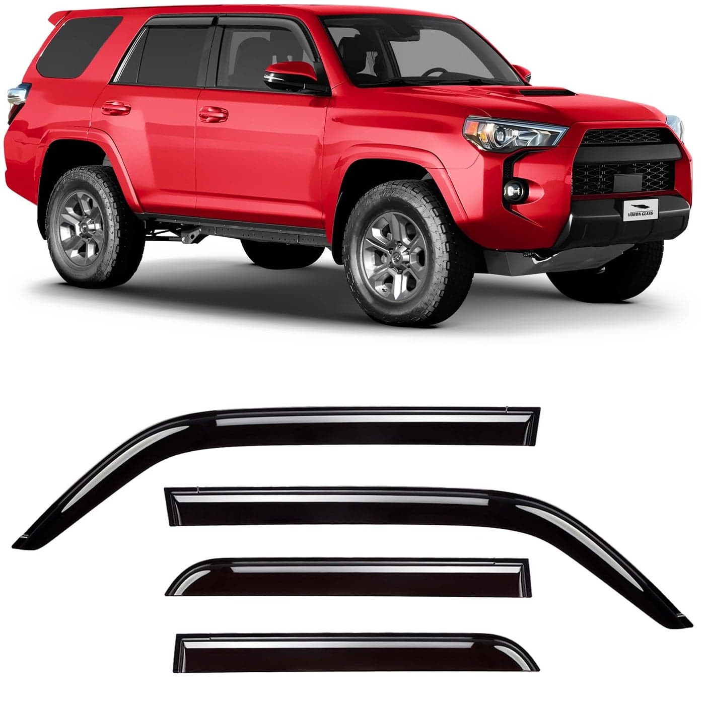 Voron Glass Tapeon Extra Durable Rain Guards for Toyota 4Runner 20102024 Window Deflectors Vent Window Visors 4 Pieces 120122
