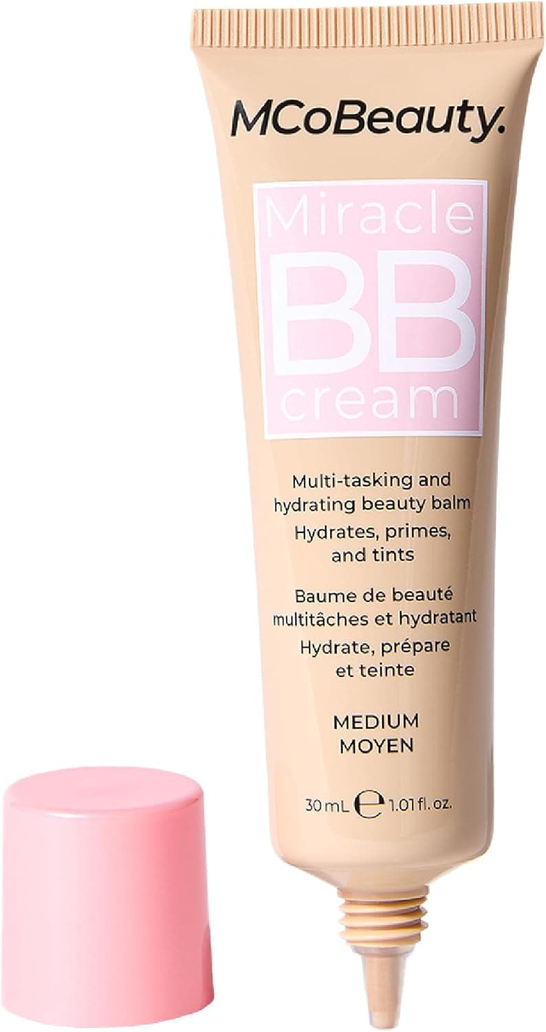 MCoBeauty Miracle BB Cream Primes and Tints Everyday Skin Tone Balancing Face BB Cream Contains Hyaluronic Acid and Glycerin Medium Shade