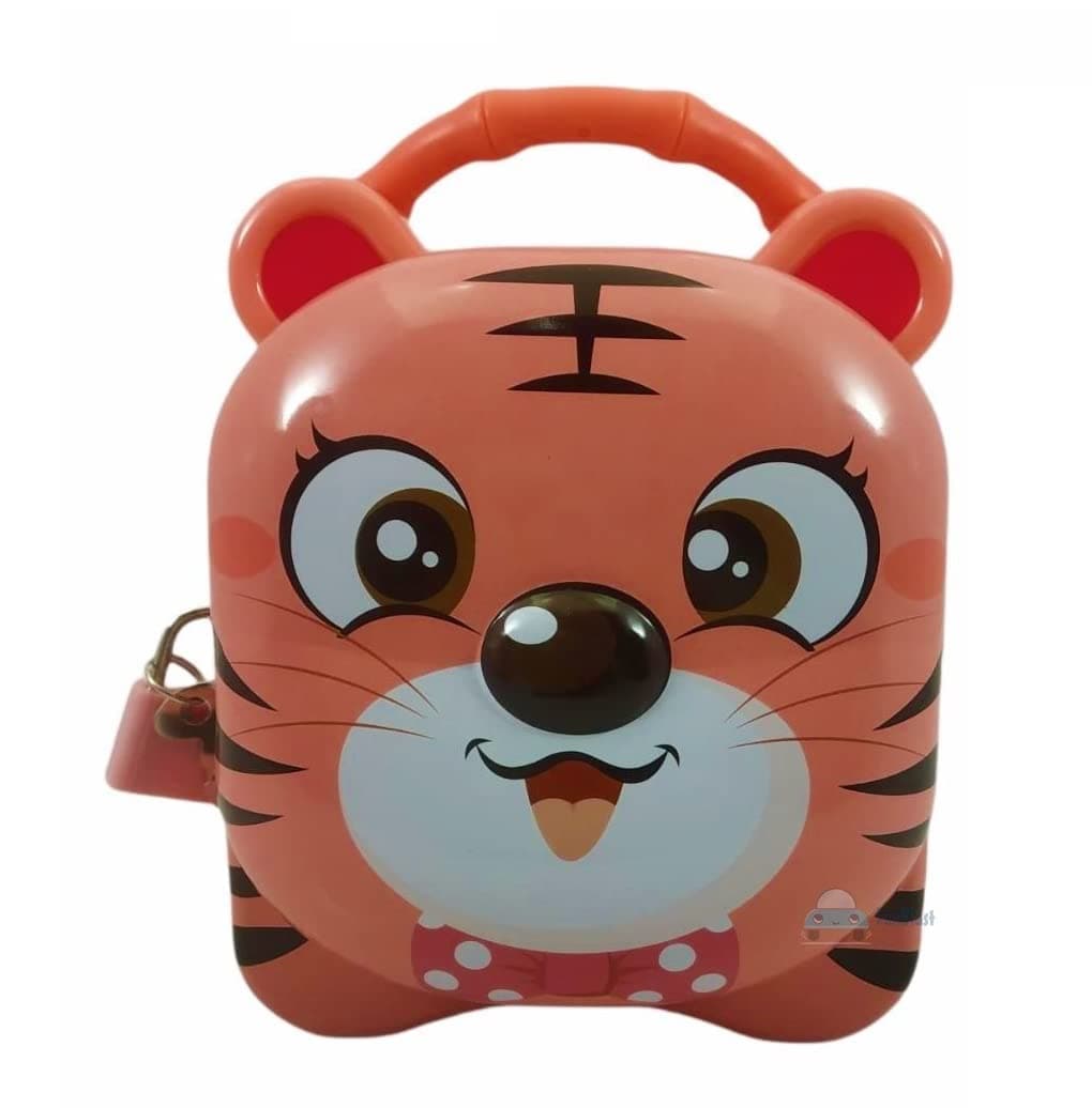 FunBlast Tiger Coin Box for Kids with Lock and Key – Cartoon Toy Money Bank for Kids Piggy Saving Box for Girls, Boys, Birthday Return Gift for Children (Pink)