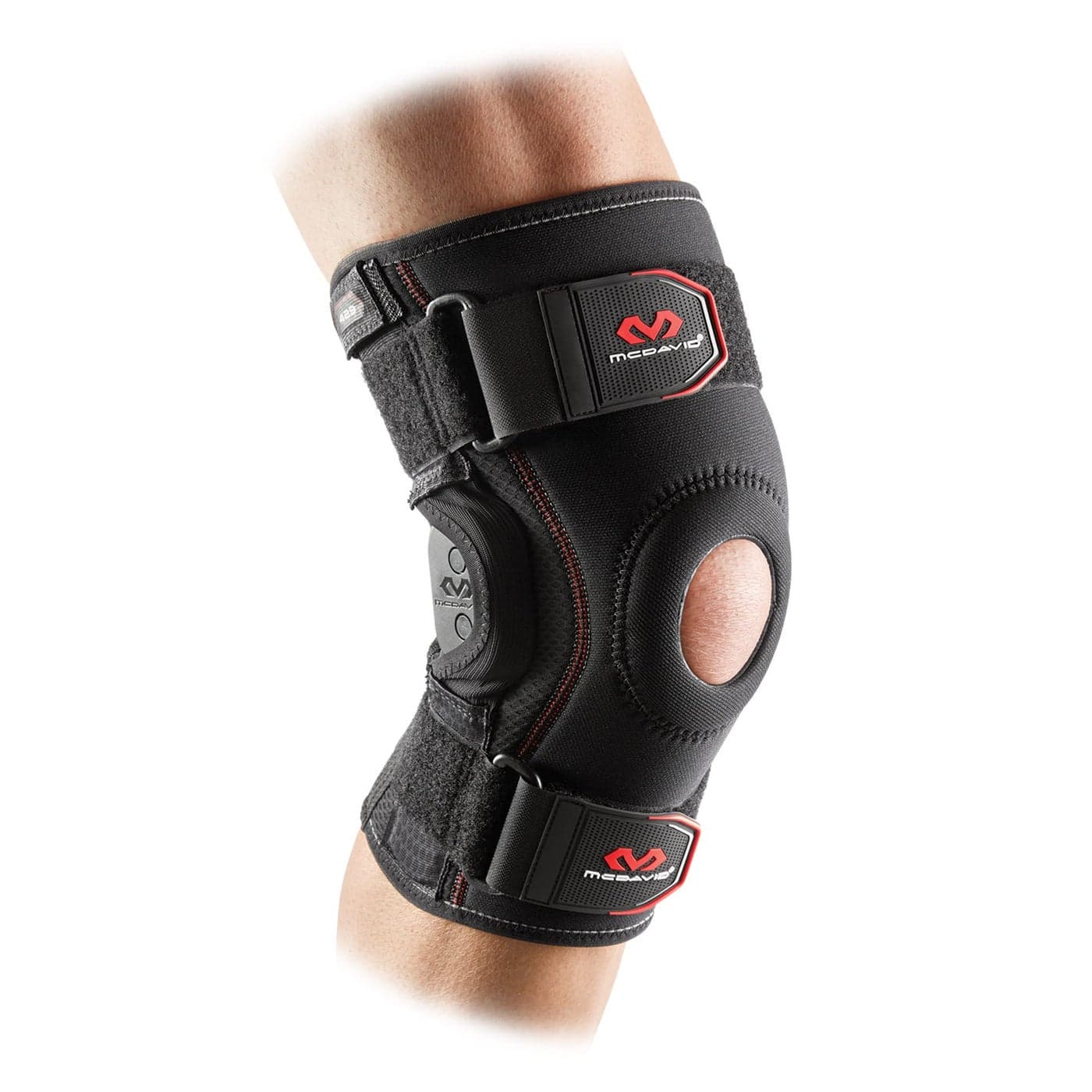McDavid Knee Brace, Maximum Support with Polycentric Hinges & Cross Straps, Comfortable Compression & Extra Stability, Black, L