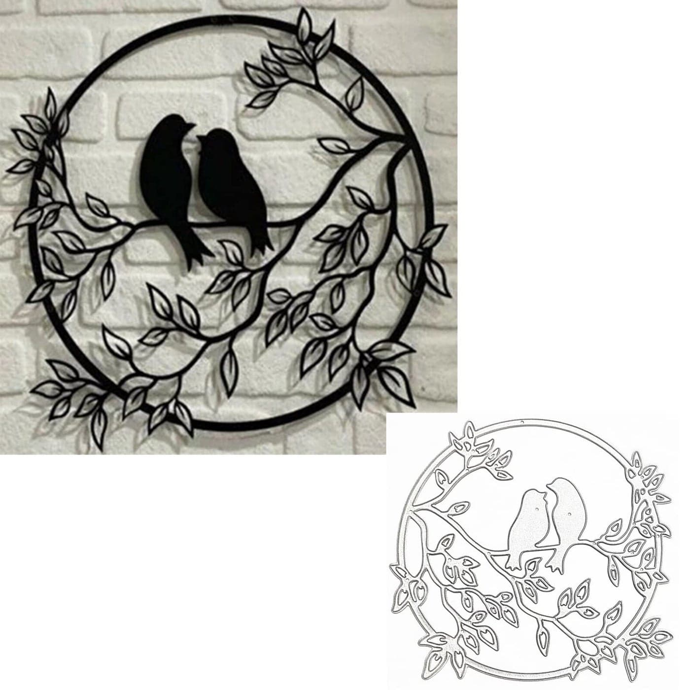 Bird Metal Die CutsFlower Leaves Bird on Branches Round Frame Nature Border Cutting Dies Cut Stencils for DIY Scrapbooking Photo Decorative Embossing Paper Dies for Scrapbooking Card Making