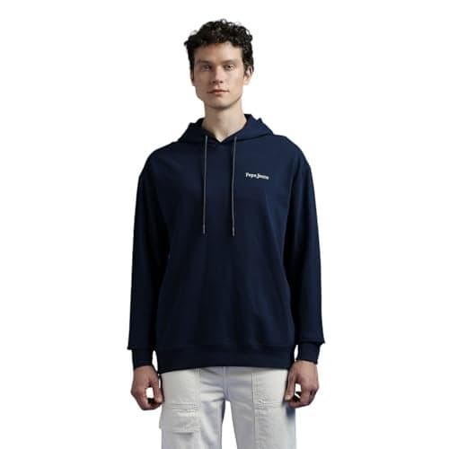 Navy Back Print Full Sleeve Hooded Sweatshirt
