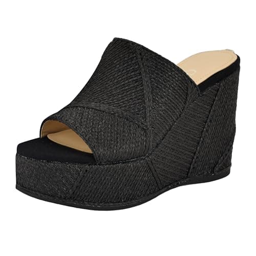 Guess Women's Evenz Wedge Espadrille, Black 001, 11