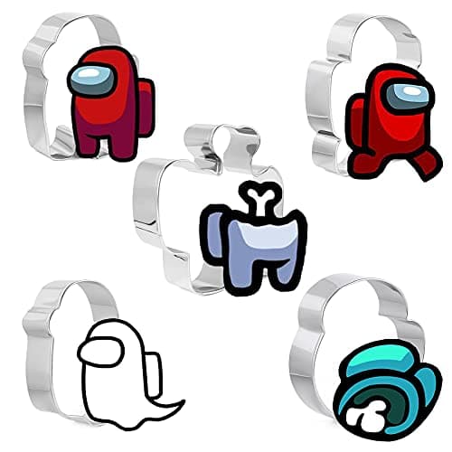SEOMINSOO 5Piece Set of Among us Cookie Cutter Set Cookie Baking Molds DIY Funny Stainless Steel Cookie Cutter and Fondant Cutter and Clay Cutter