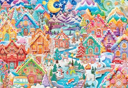 Buffalo Games Colorful Cookietown 2000 Piece Christmas Jigsaw Puzzle Festive Holiday Puzzles for Adults PrecisionCut Pieces Winter Artwork and Hours of Relaxing Fun