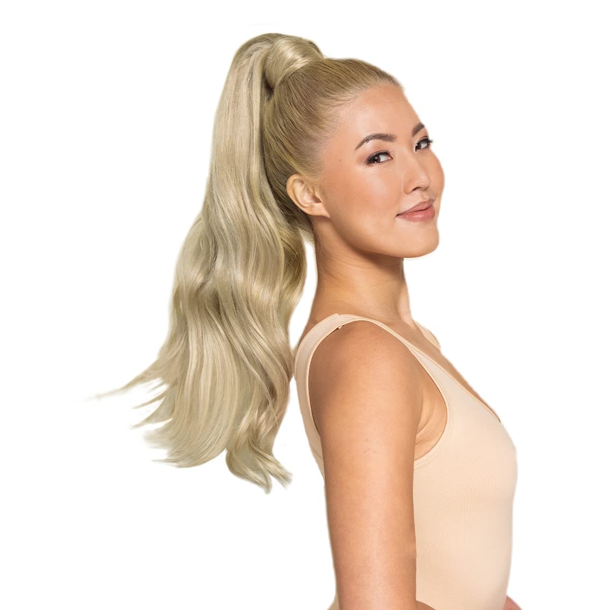 WENNALIFE Ponytail Hair Extension 14 Inch 80g Light Blonde Highlighted Golden Blonde Ponytail Extension Human Hair Clip in Wrap Around Remy Human Hair Extension Hairpieces