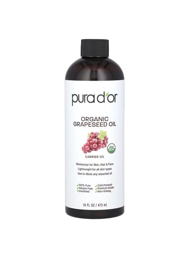 Pura D'or, Organic Grapeseed Oil, 16 fl oz (473 ml)