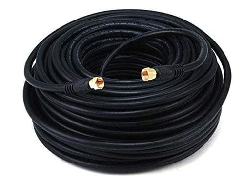 Monoprice RG6 Quad Shield CL2 Coaxial Cable with F Type Connector, 100ft, Black