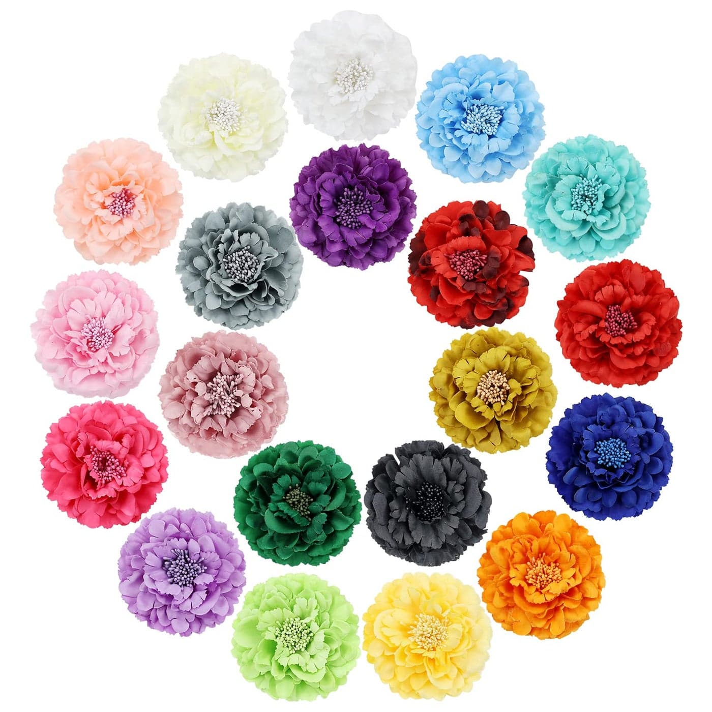 Lawie 20 Pack Colorful Artificial Fake Peony Flower Hair Clips Alligator Hair Barrette Floral Hair Pins for Clothes Wedding Party Silk Large Flower Cloth Peonies Headpieces Hair Accessories for Women