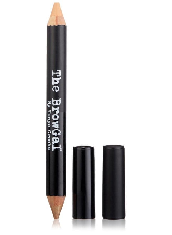 2 in 1 Double Head Highlighter & Concealer Pencil-02 - Gradient Effect Eyebrow Makeup, Lifting and Highlighting Eyebrows, Natural Looking Brows, Smudge Proof & Anti-Fade - "Gold/Nude"