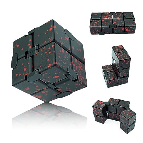 DOLASEV Infinity Cube Metal Fidget Toys Adults Fidget Toys for Kids 812 Adult Fidgets for Anxiety and Stress Stocking Stuffers for Kids Teens Black Red