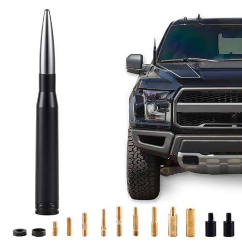 BJSIA Upgrade Universal Car Antenna Compatible with Ford, Dodge, Chevrolet, GMC, Jeep, Toyota Truck Antenna - Made of Rugged Billet and Aluminum, Gray, Car Accessories