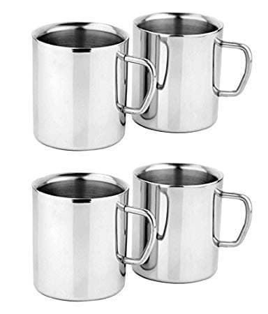 KC Stainless Steel Double Walled Coffee Mug Set of 4 (Capacity 250 ML)
