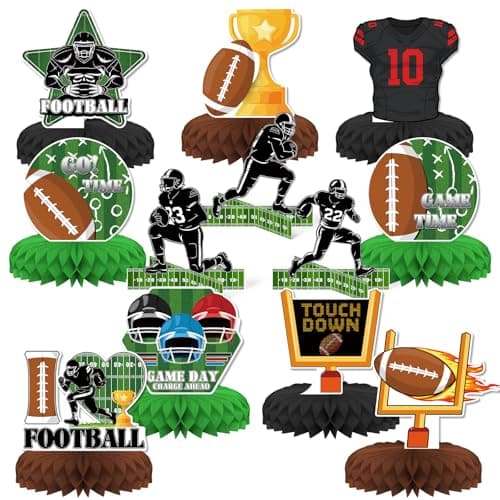 12PCS Football Party DecorationsKSKSPE Football Centerpieces for Tables Honeycomb Centerpieces 3D Football Theme Birthday Party Decor Supplies