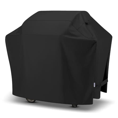 SunPatio Grill Cover 50 Inch, Outdoor Heavy Duty Waterproof Barbecue Gas Cover, UV & Fade Resistant, All Weather Protection Compatible for Weber CharBroil Kenmore Nexgrill Grills and More, Black