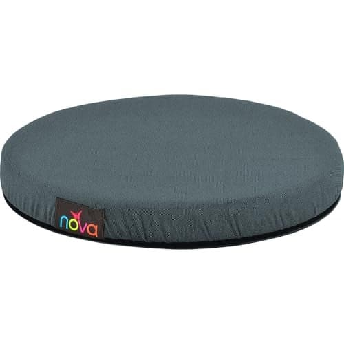 NOVA Swivel Seat Cushion for Car & Chair – 360° Rotating Disc for Easy Transfers – 2” Thick High-Density Foam with Removable Washable Cover – Non-Slip Base – Charcoal Blue – 15.25” Round