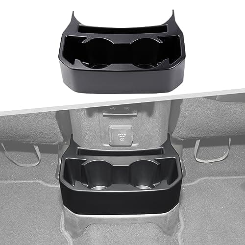 Jimen for JL Rear Cup Holder, Dual Extra Cup Holder Organizer Tray Drink Holder for Back Seat Compatible with Jeep Wrangler JL JLU & Gladiator JT 2018-2025