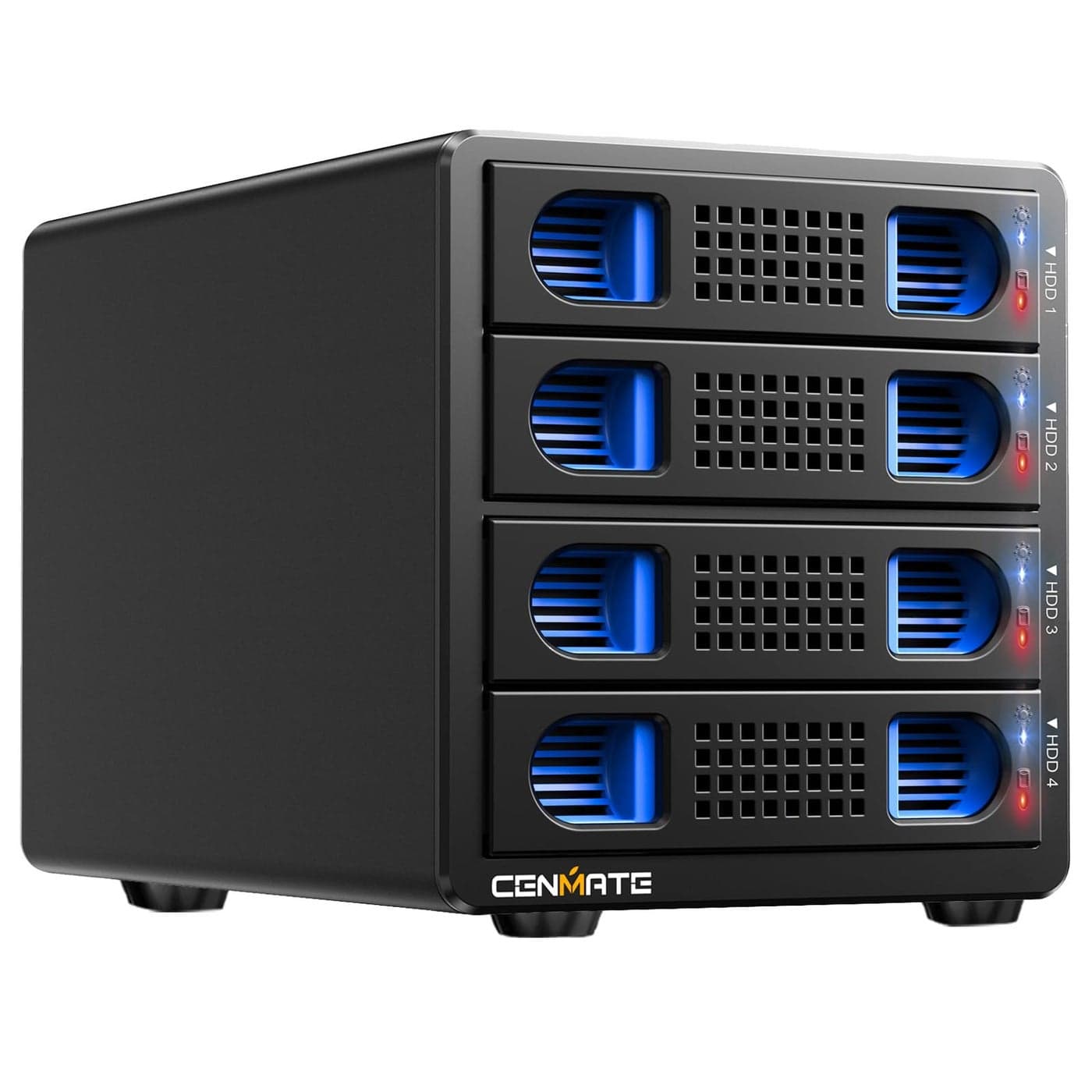 CENMATE 4 Bay Hard Drive RAID Enclosure with Cooling Fan for 2535 SATA HDDSSD with USB AC 30eSATA Cable 35 Hard Drive Reader Supports 80TB Capacity 8 RAID Modes DASNO NAS