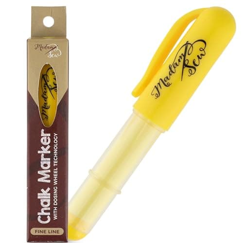 Madam Sew Fabric Chalk Markers for Sewing Quilting Refillable Tailors Chalk with Dosing Wheel Ideal for Marking on Cotton Knit Suede Yellow