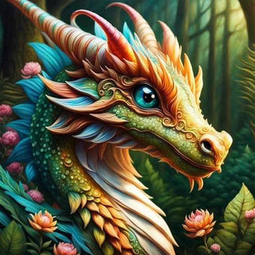 Fountor Dragon Diamond Art Kits for Adults Dragon Diamond Painting Kits with Round Diamonds 5D Full Drill Gem Art Canvas Painting Kit for Beginners Home Wall Decor 14 x 14