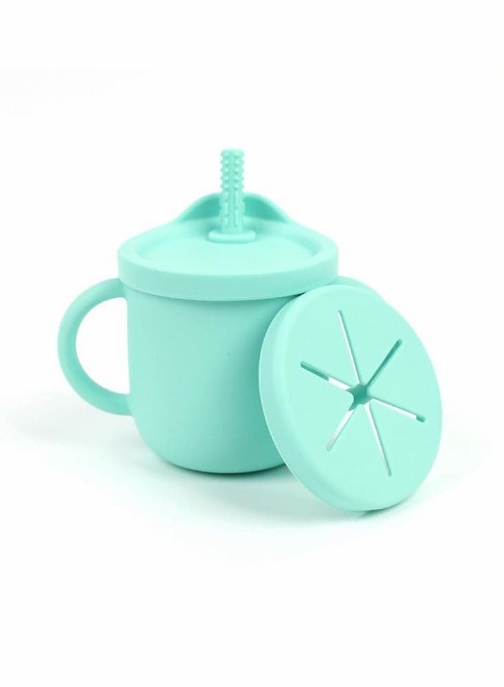 Silicone Sippy Cups for Baby, Toddlers Sippy Cup & Snack Container 2-in-1(Mint Green)