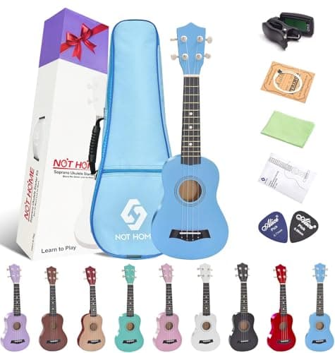 Soprano Ukulele Beginner Pack, 21 Inch Basswood kids Ukuleles Starter Kit with Gig Bag Spare Strings Tuner and Picks. (blue)