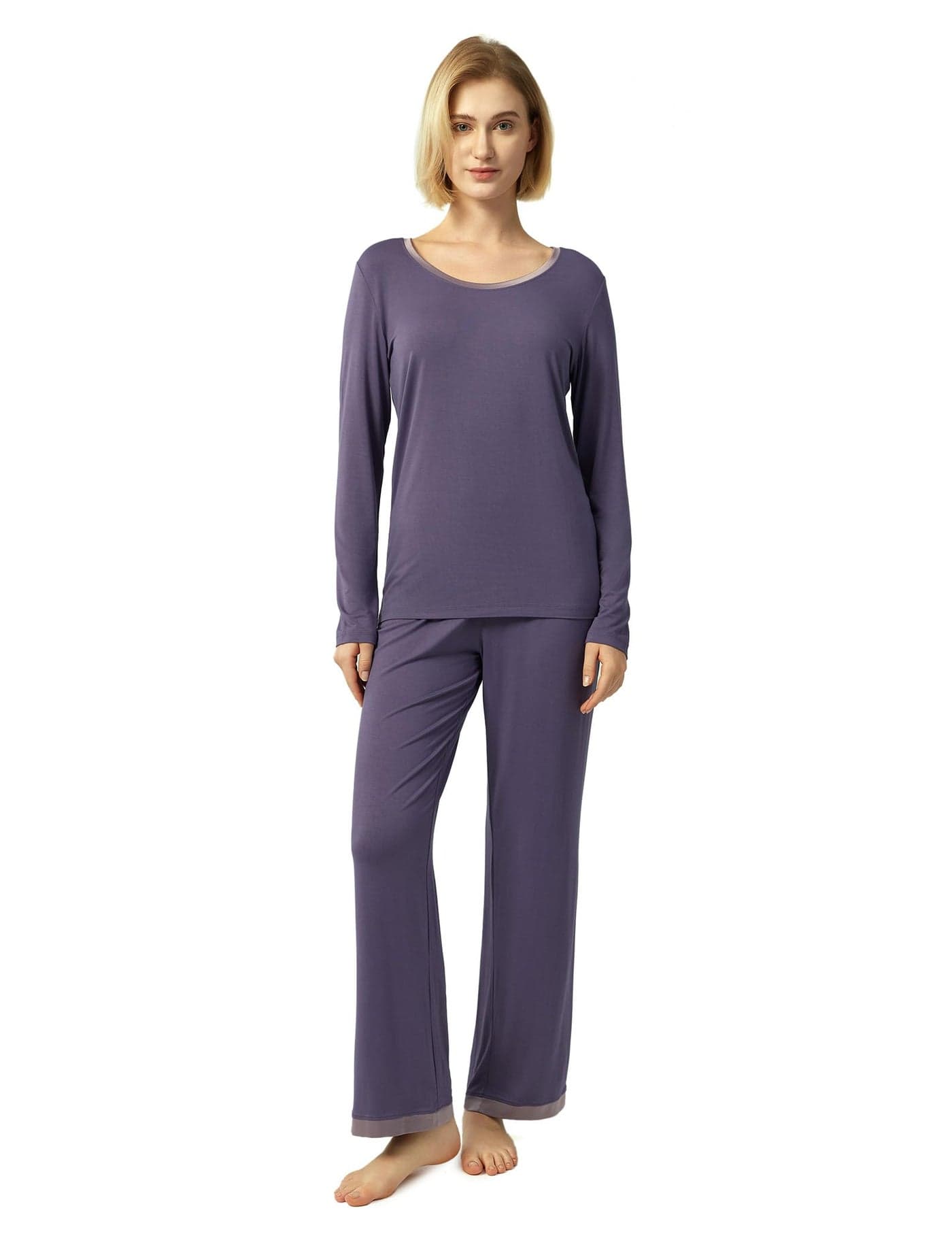 GYS Viscose from Bamboo Womens Pajama Sets Super Soft Long Sleeve Sleepwear Comfy Winter Pjs Sets S4XAir PurpleMedium