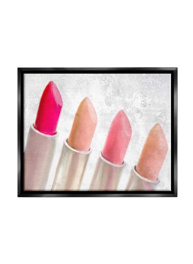 Stylish Lipstick Assortment Dazzling Glam Makeup Floating Framed Wall Art, Design By Kim Allen