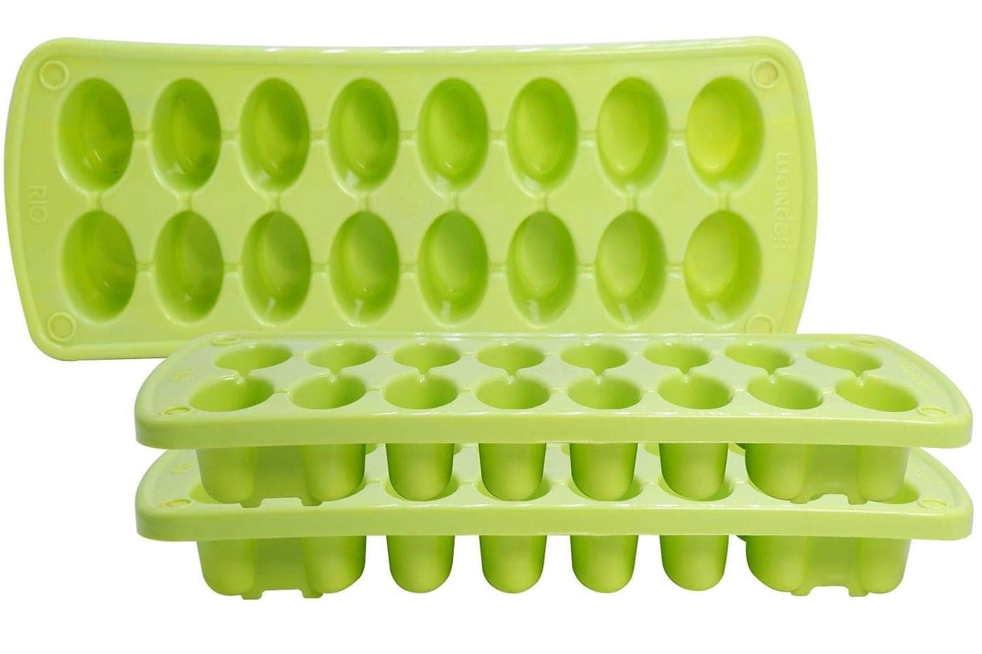 Wonder Plastic Prime Rio Fridge Ice Tray Set, 3 pc Ice Tray with 16 Cube, Green Color