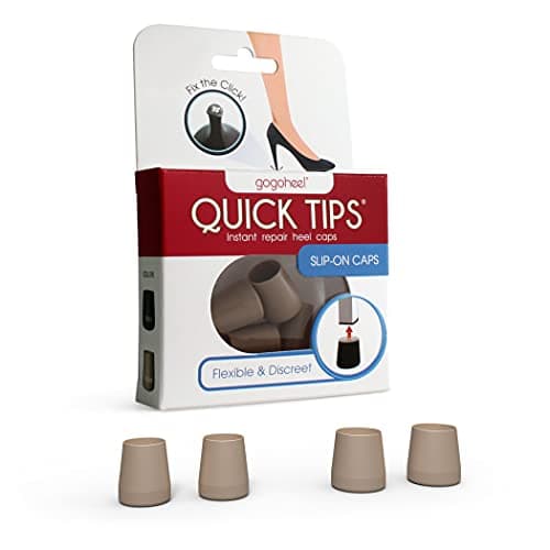 GoGoHeel Quick Tips - The Original High Heel Protectors & Heel Tip Replacement Caps, Repair Worn Stiletto Heel Tips (2 Pair Pack - X-Small, Small - Taupe)