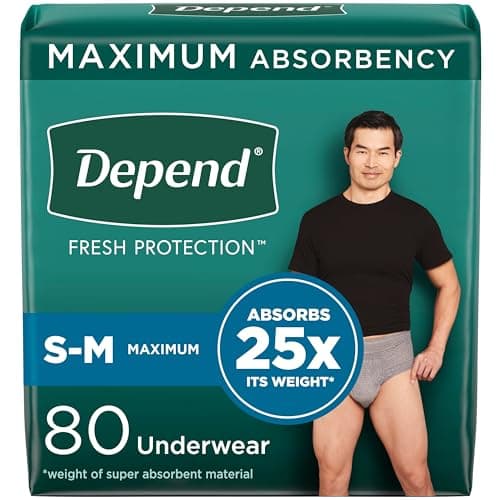 Depend Fresh Protection Adult Incontinence Underwear for Men Disposable Maximum SmallMedium Grey 80 Count 2 Packs of 40 Packaging May Vary