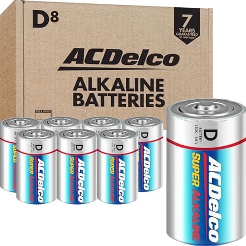 ACDelco 8-Count D Batteries, Maximum Power Super Alkaline Battery for Home and Office, 7-Year Shelf Life, Reclosable Packaging